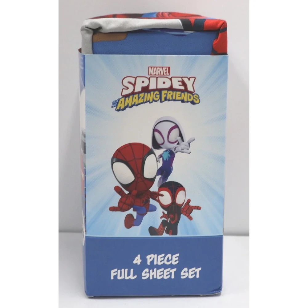 Marvel Spidey and His Amazing Friends Full Sheet Set 4pc Blue New Microfiber